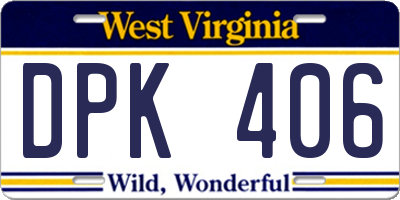 WV license plate DPK406