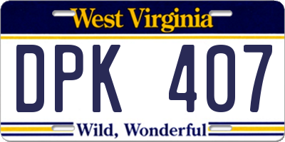 WV license plate DPK407