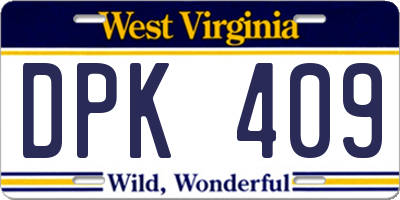 WV license plate DPK409