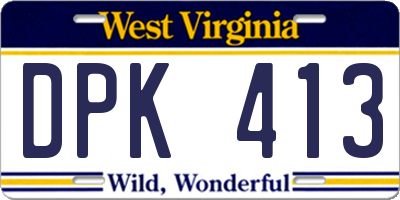 WV license plate DPK413