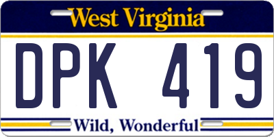 WV license plate DPK419