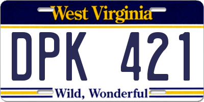 WV license plate DPK421