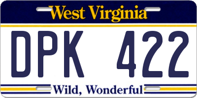 WV license plate DPK422