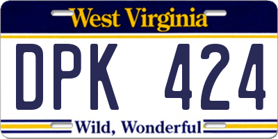 WV license plate DPK424