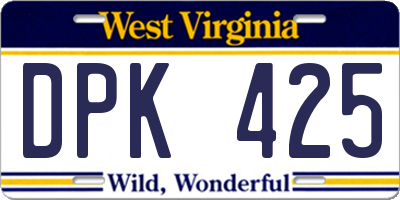 WV license plate DPK425