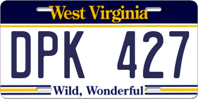 WV license plate DPK427