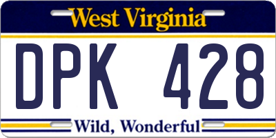 WV license plate DPK428