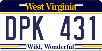 WV license plate DPK431
