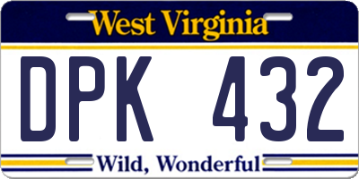 WV license plate DPK432