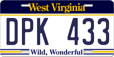 WV license plate DPK433