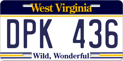 WV license plate DPK436