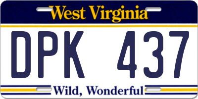 WV license plate DPK437