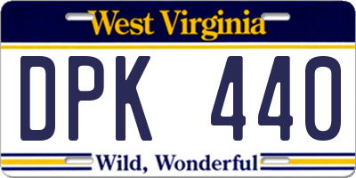 WV license plate DPK440