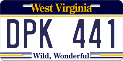 WV license plate DPK441