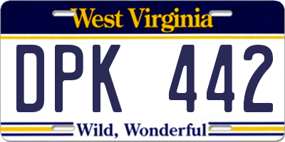 WV license plate DPK442