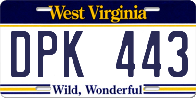 WV license plate DPK443
