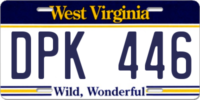 WV license plate DPK446