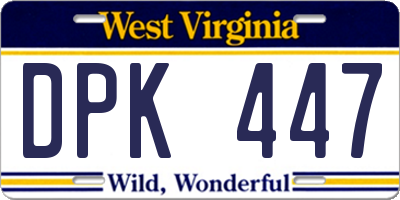 WV license plate DPK447
