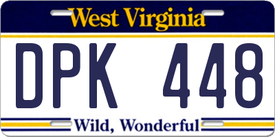 WV license plate DPK448