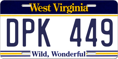 WV license plate DPK449
