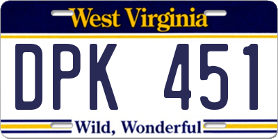 WV license plate DPK451