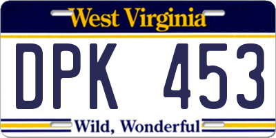 WV license plate DPK453