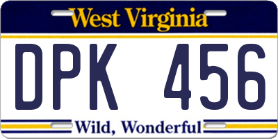 WV license plate DPK456