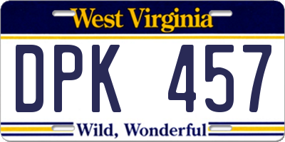 WV license plate DPK457