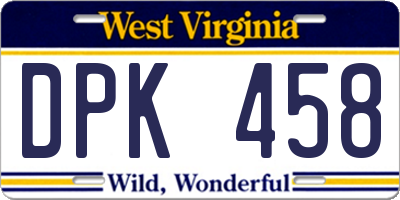 WV license plate DPK458