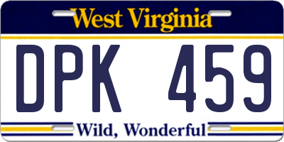 WV license plate DPK459