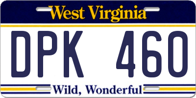WV license plate DPK460