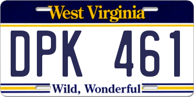 WV license plate DPK461