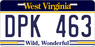 WV license plate DPK463