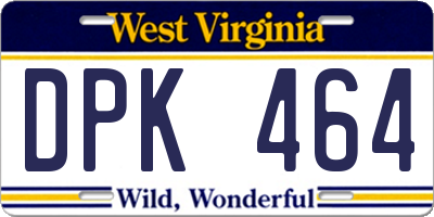 WV license plate DPK464