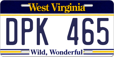 WV license plate DPK465