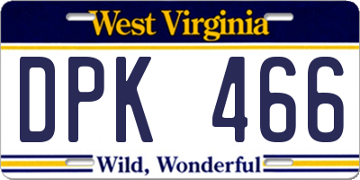 WV license plate DPK466