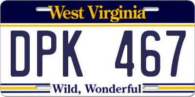 WV license plate DPK467