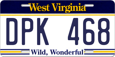 WV license plate DPK468