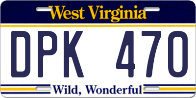 WV license plate DPK470