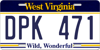 WV license plate DPK471