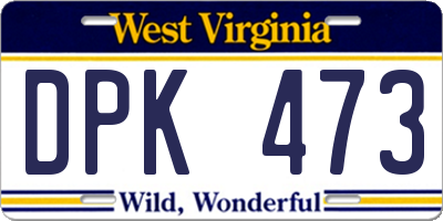 WV license plate DPK473