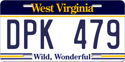 WV license plate DPK479