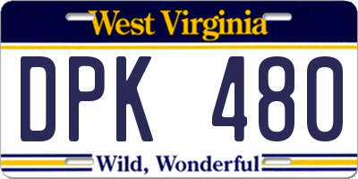 WV license plate DPK480