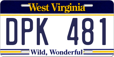 WV license plate DPK481