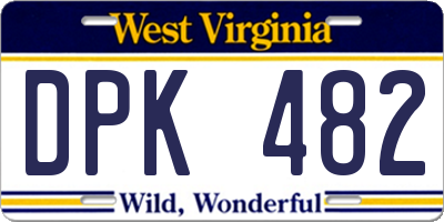 WV license plate DPK482