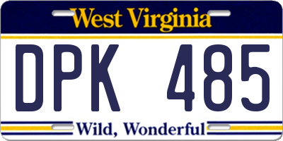 WV license plate DPK485