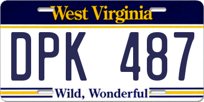 WV license plate DPK487