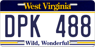 WV license plate DPK488