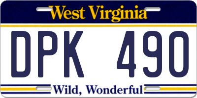 WV license plate DPK490