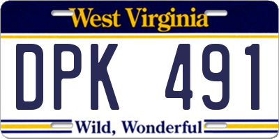 WV license plate DPK491